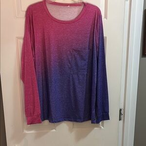 Gradient Long Sleeve Top - Pink and Purple